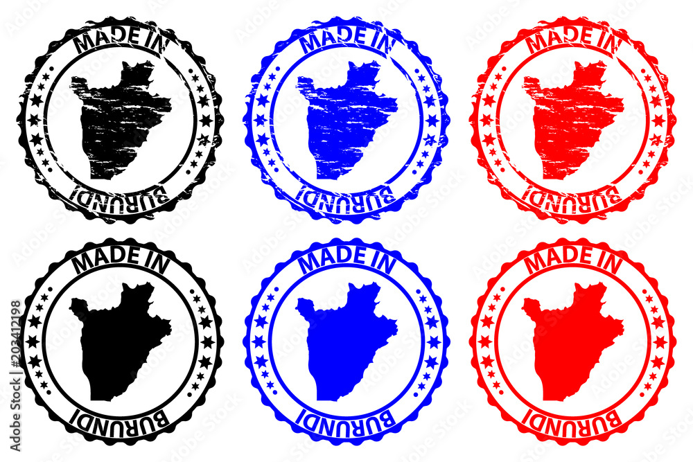 Obraz premium Made in Djibouti - rubber stamp - vector, Djibouti map pattern - black, blue and red