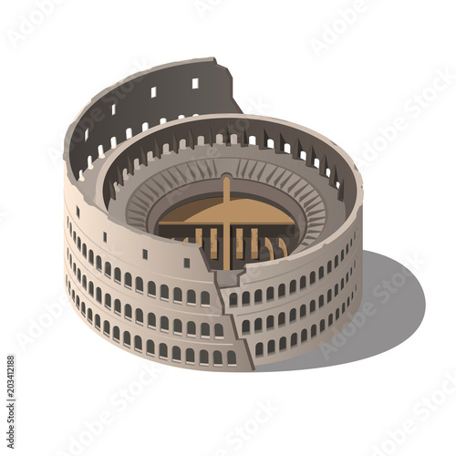 Colosseum of Rome, Vector isometric illustration. Vector.