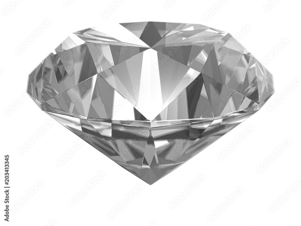 Fototapeta premium Diamond side view 3D illustration