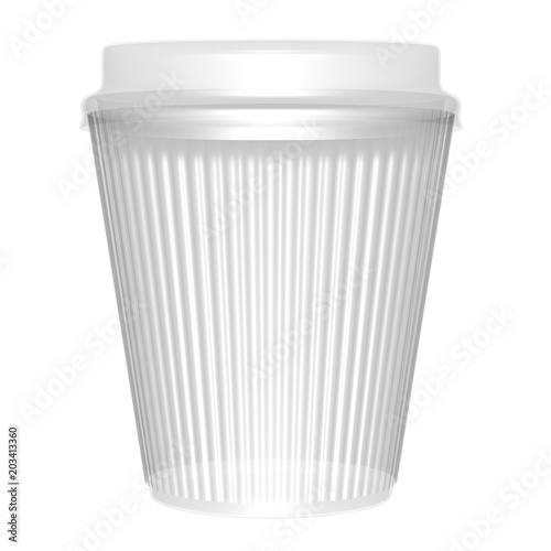 Plastic or paper corrugated glass and cap 3D illustration
