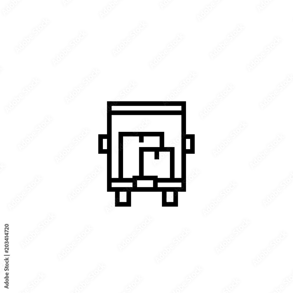 truck moving house icon with lots of cardboard boxes symbol. simple clean thin outline style design.