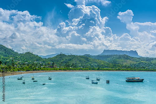 Bay of Baracoa with El Yunque table mountain in the background  photo