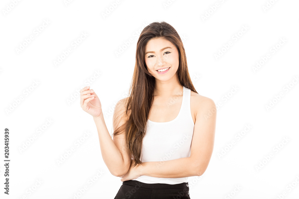 Beautiful Attractive Asian woman smile and looking in camera feeling so confident and happiness with Healthy skin,Isolated on white background,Beauty Concept Beautiful Attractive Asian woman smile and looking in camera feeling so confident and happiness with Healthy skin,Isolated on white background,Beauty Concept