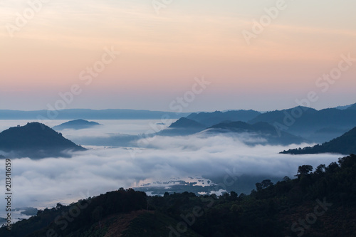 Sea of mist at PHU PHA DUG mountian Thailand