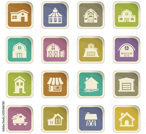 Farm building icons set