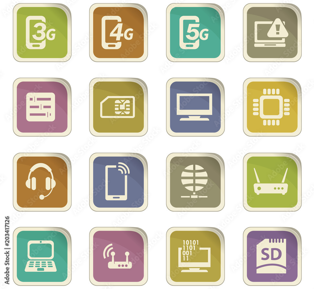 Mobile connection icons set Mobile connection icons set