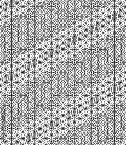 seamless pattern based on traditional Japanese Kumiko ornaments in the form of assembled inclined tapes