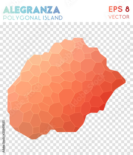 Alegranza polygonal map, mosaic style island. Fresh low poly style, modern design. Alegranza polygonal map for infographics or presentation.