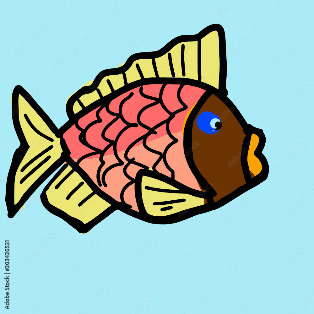 Obraz premium Figure fish on a blue background