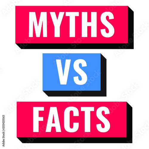 Myths vs facts. Vector illustration on white background.