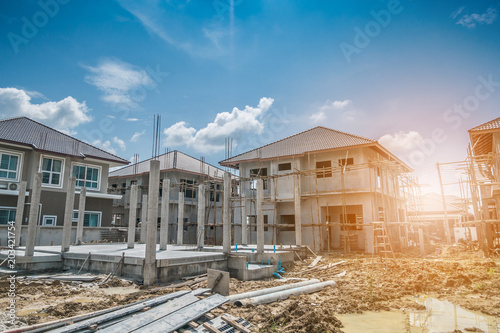 construction residential new house in progress at building site