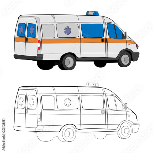 ambulance car vector drawing illustration