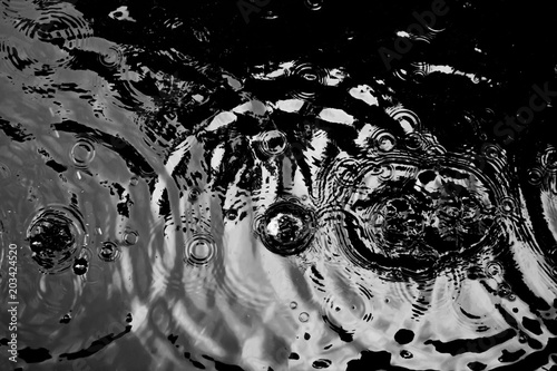 Water ripples from a drop of water in the dark.