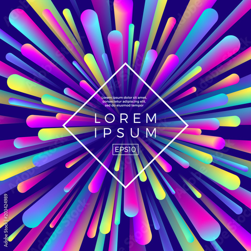 Vector illustration, Abstract burst made from multicolored gradient shape. Colorful explosion. Dynamic multicolored shape and frame for text or message,