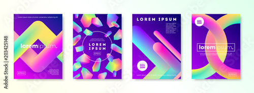 Set of cover design with abstract multicolored gradient shapes. Vector illustration template. Universal abstract design for covers, flyers, banners, greeting card, booklet and brochure.