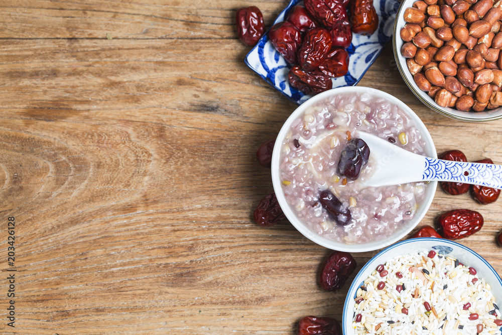 Eight Treasure Congee on traditional chinese festive porridge, Eight Treasure Congee on traditional chinese festive porridge,
