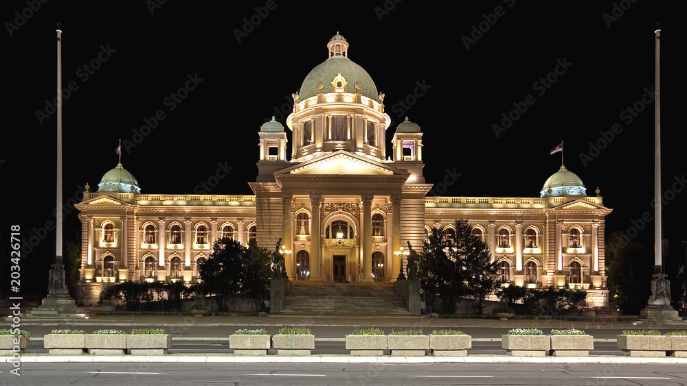 Serbian Parliament Night