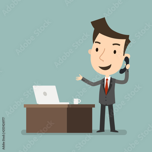 telephone conversation with a client, Business concept, Vector illustration