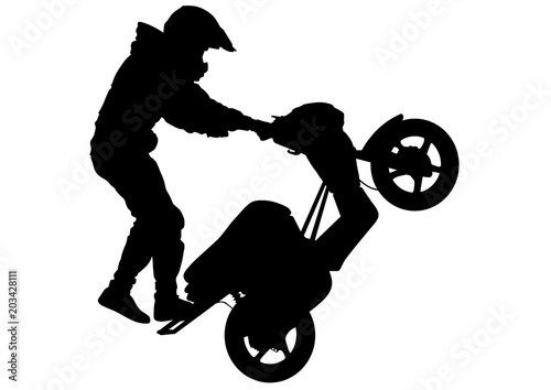 Sport motor scooter and man on white background