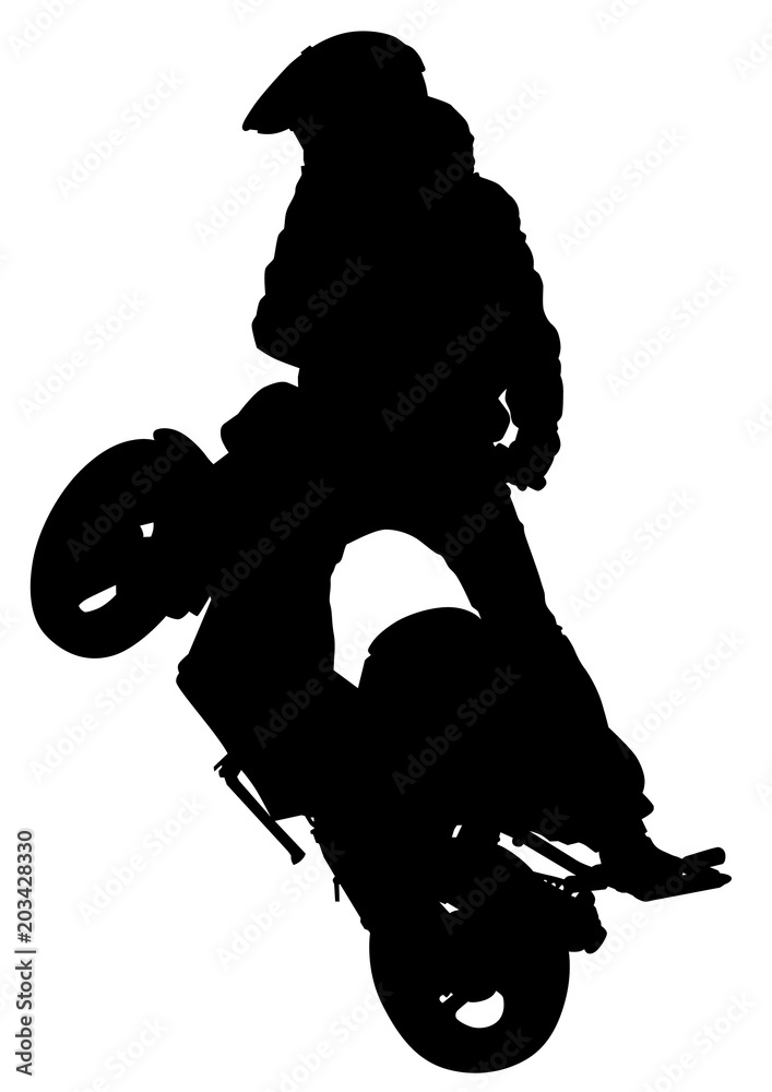 Fototapeta premium Sport motor scooter and man on white background