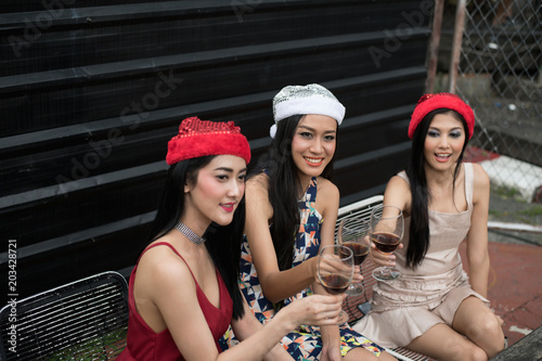 Young people are celebrating New Year's party. photo