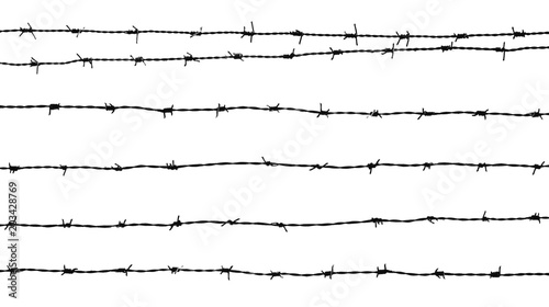 silhouette of a barbed wire isolated on white background photo