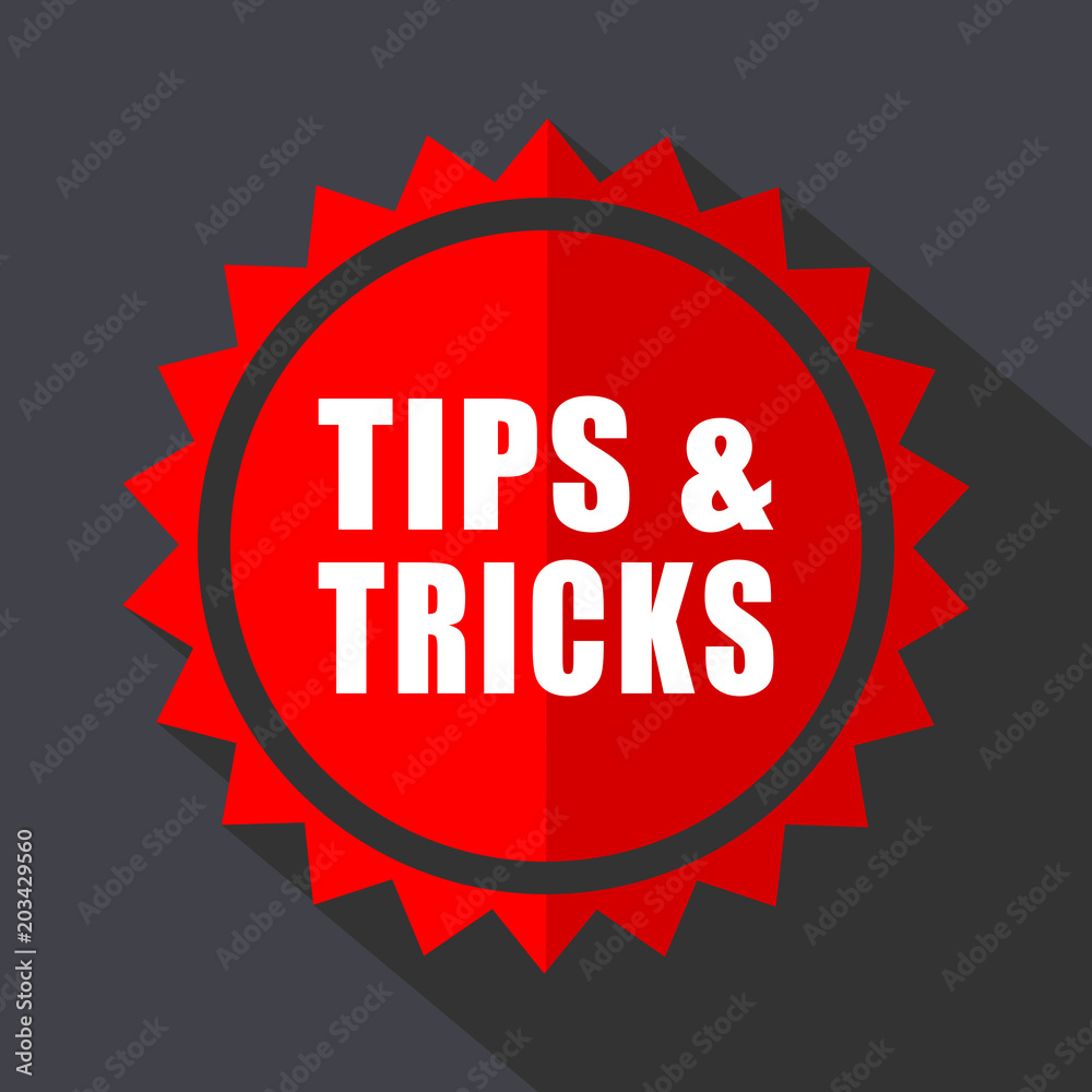 Tips tricks red sticker flat design vector icon Tips tricks red sticker flat design vector icon