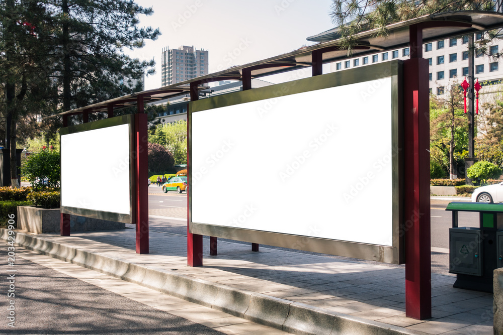 Bus Stop Advertisement Mockup Urban City Environment China Asia_ Bus Stop Advertisement Mockup Urban City Environment China Asia_