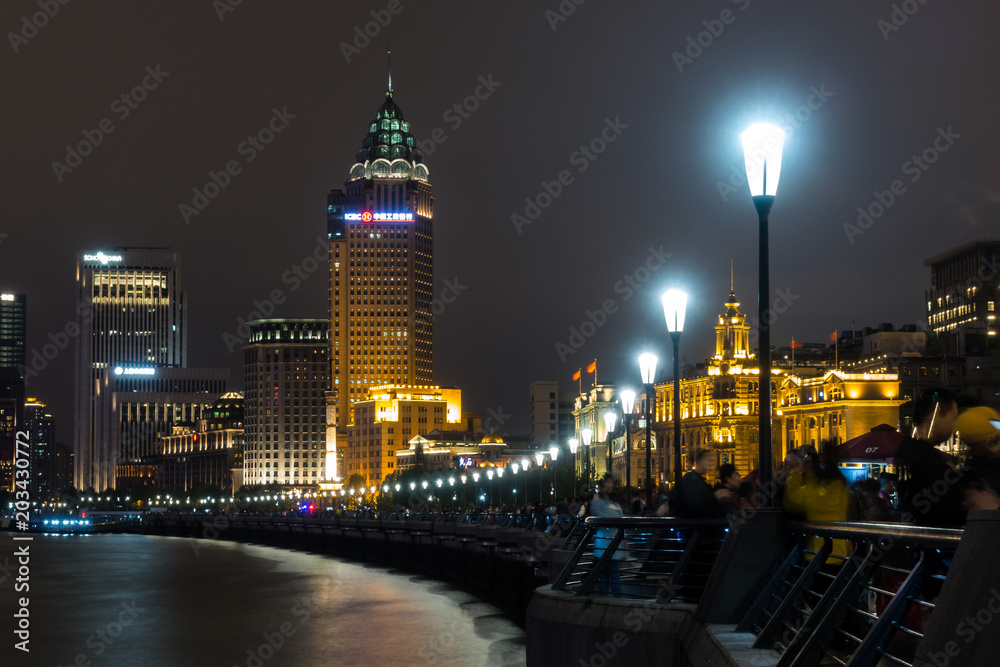 Night Scene of the Buildings in Shanghai,China April 2018 Night Scene of the Buildings in Shanghai,China April 2018