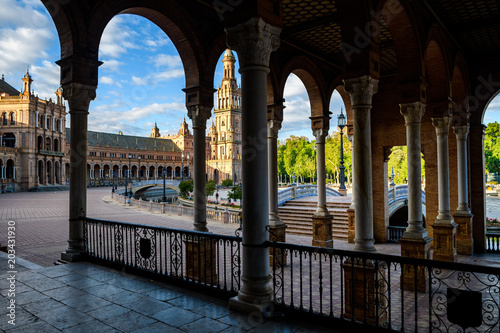 beautiful square of plaza de espa  a in seville  Spain