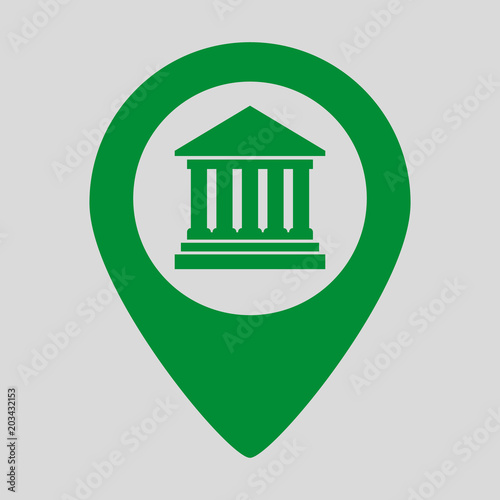 Bank map pointer on grey background.