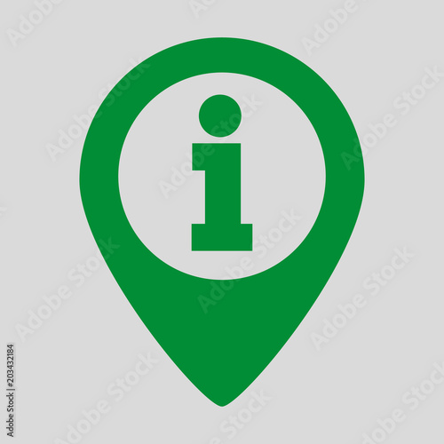 Map pointer with information icon.