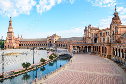 beautiful square of plaza de españa in seville, Spain
