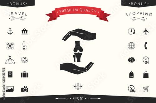 Hands holding knee-joint - protection symbol