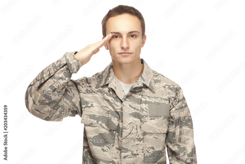 Air force airman saluting Air force airman saluting
