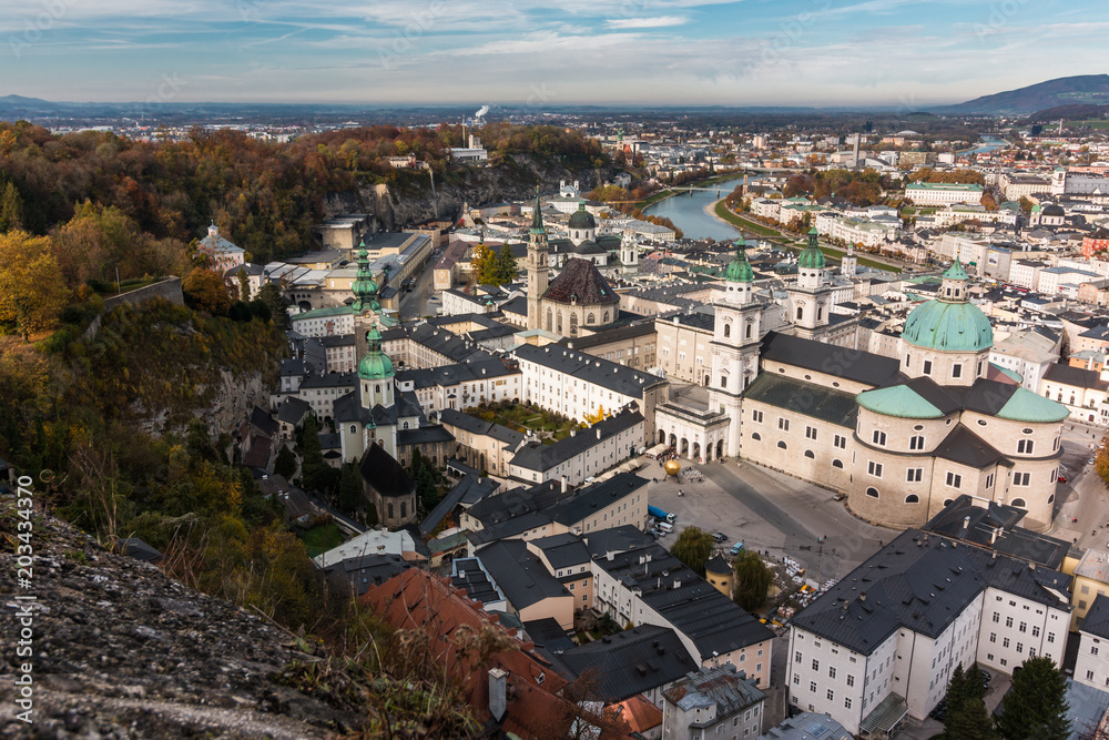 Fernsicht über Salzburg, Österreich von der Festung Hohensalzburg