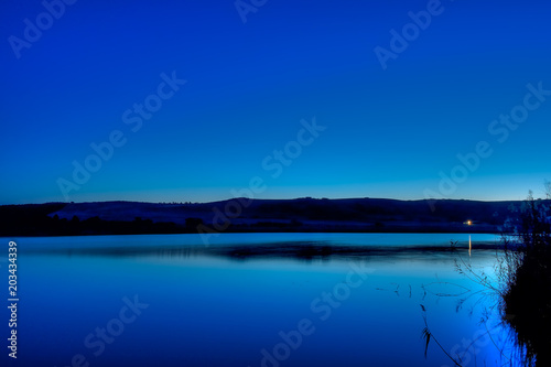 Blue night at the lake