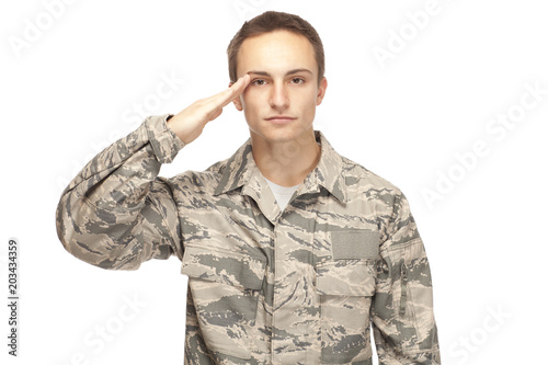 Air force airman saluting
