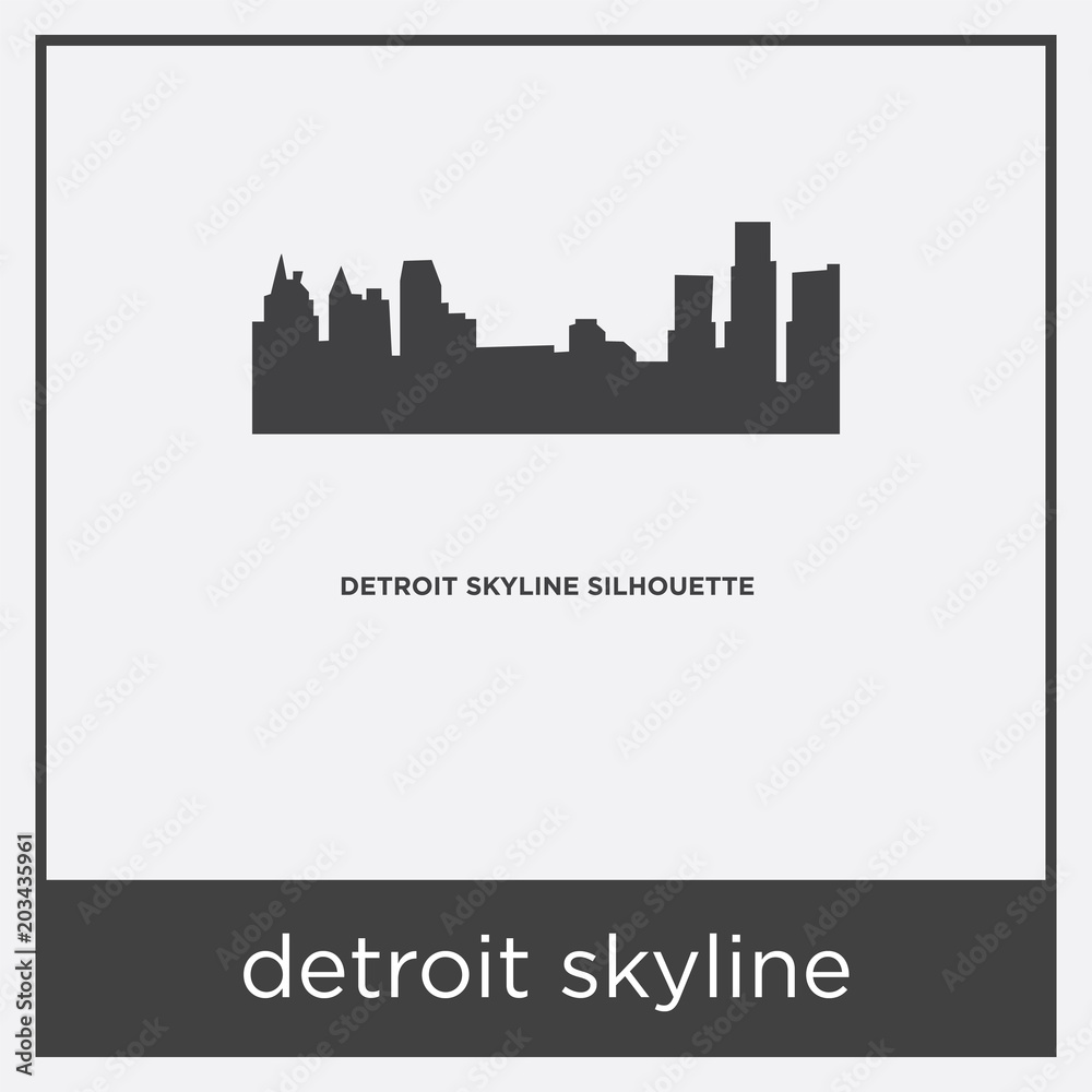 detroit skyline icon isolated on white background