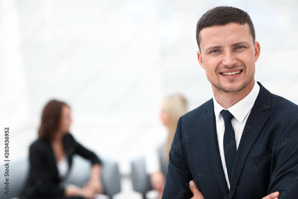 successful businessman on blurred background office successful businessman on blurred background office