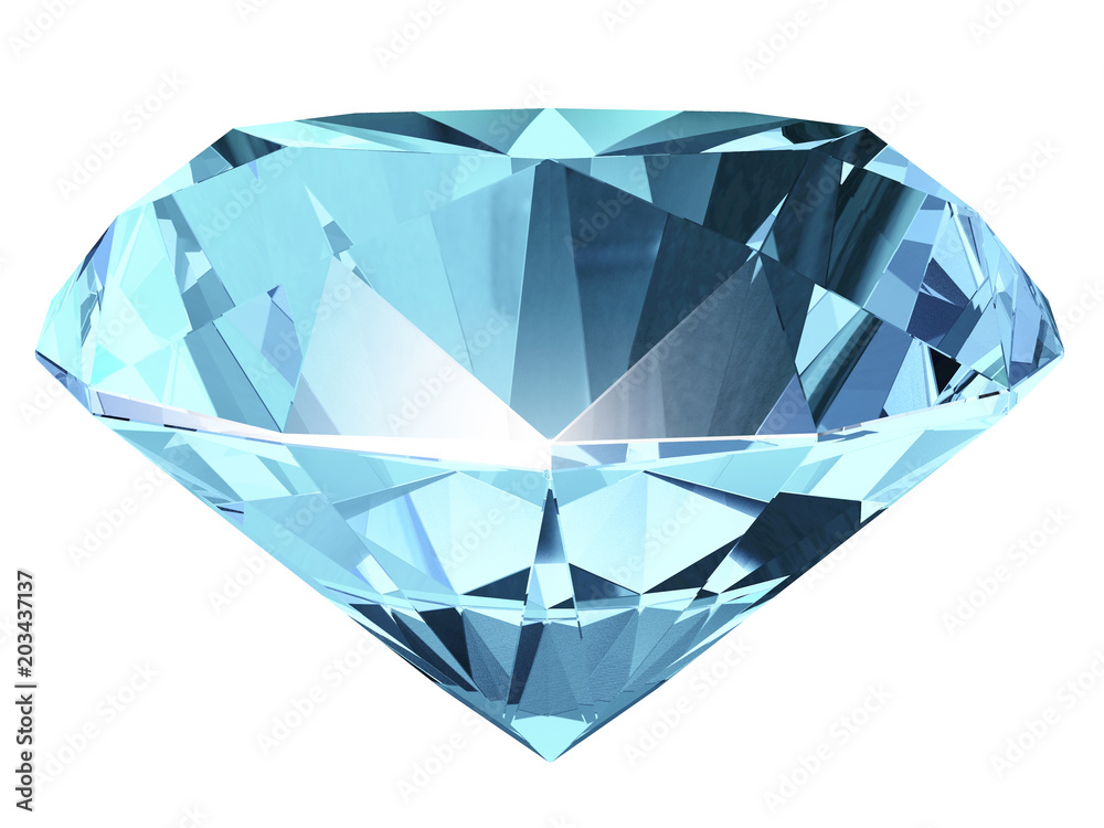 Aquamarine side view 3D illustration Aquamarine side view 3D illustration