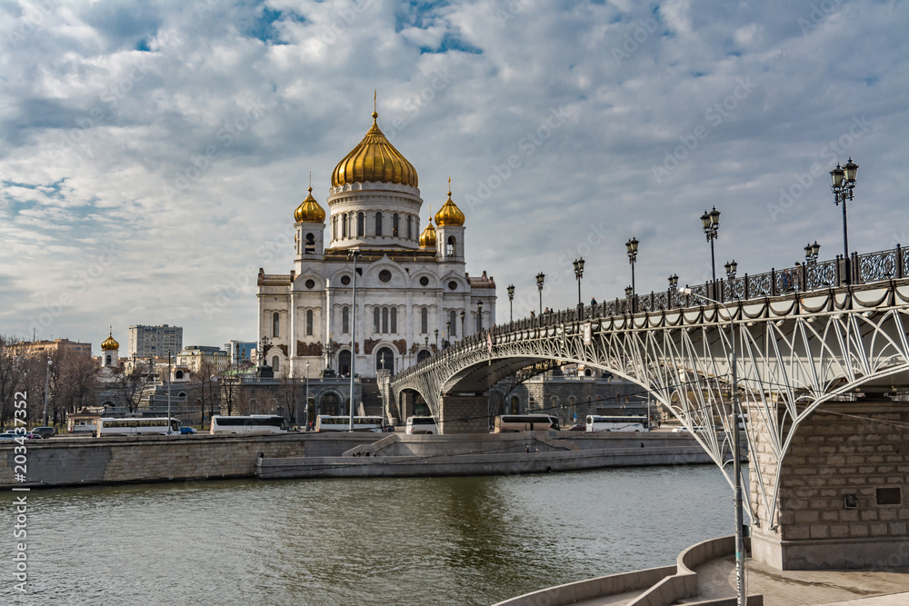 Moscow river and patriarchal bridge in Moscow, Russia.