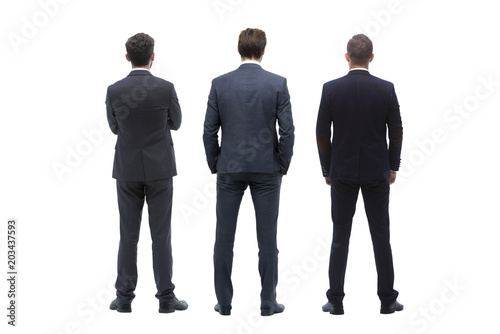Back view group of business people. Rear view. Isolated over white background. photo