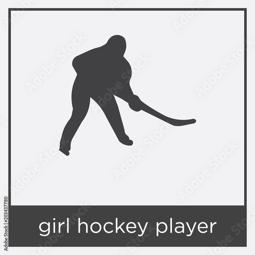 girl hockey player icon isolated on white background