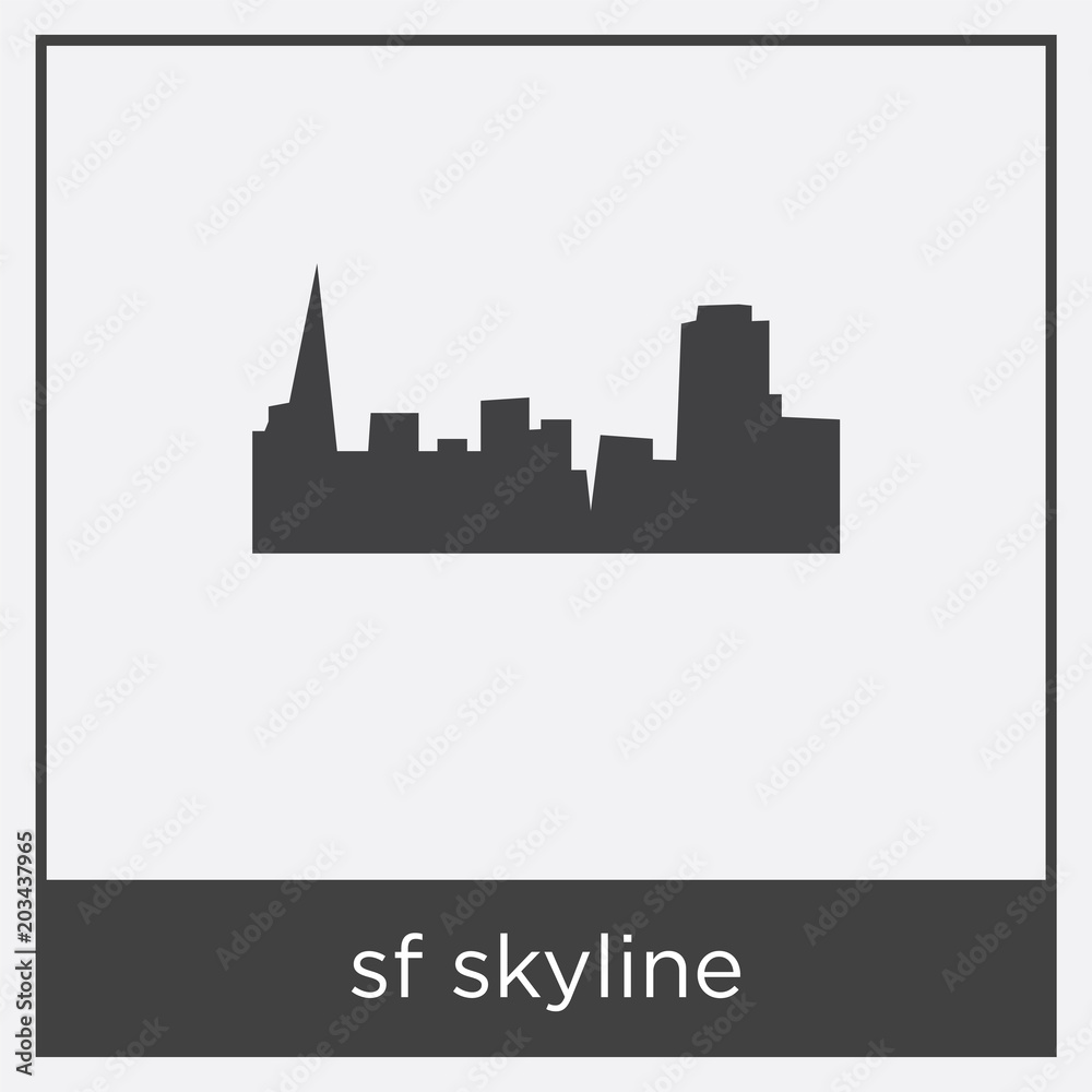 sf skyline icon isolated on white background