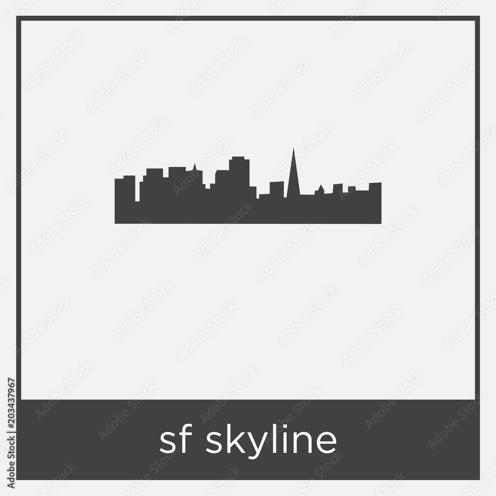 sf skyline icon isolated on white background