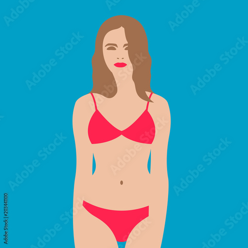 sexy beautiful woman in red  bikini mvector illustration
