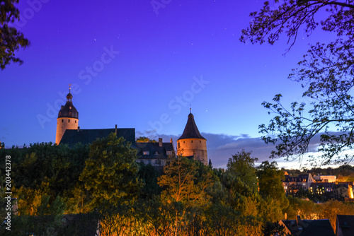 Altenburg Germany -May 2018: the impressive residence castle in front of the blue night summer sky