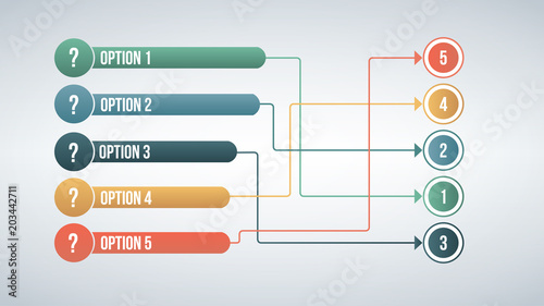 Modern color 6 connect options match infographic concept. Vector illustration isolated on white background.