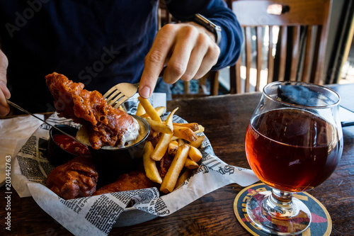 Fish and Chips with Cold Beer